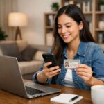 Persona registrando su línea Cierto con identificación y smartphone