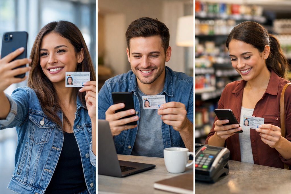 Persona joven registrando su línea Weex con su identificación y smartphone